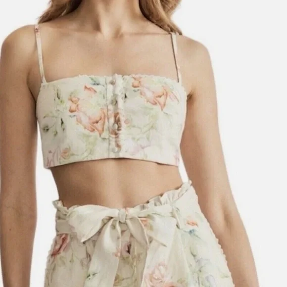 Caroline Constas  Linen Blend Crop Top S NWT - Picture 8 of 8